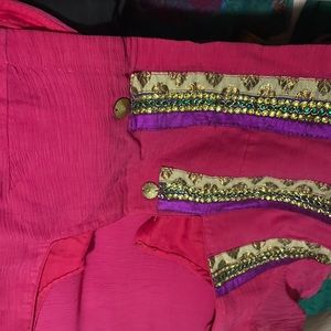 Hot pink color chiffon/Georgette Saree
